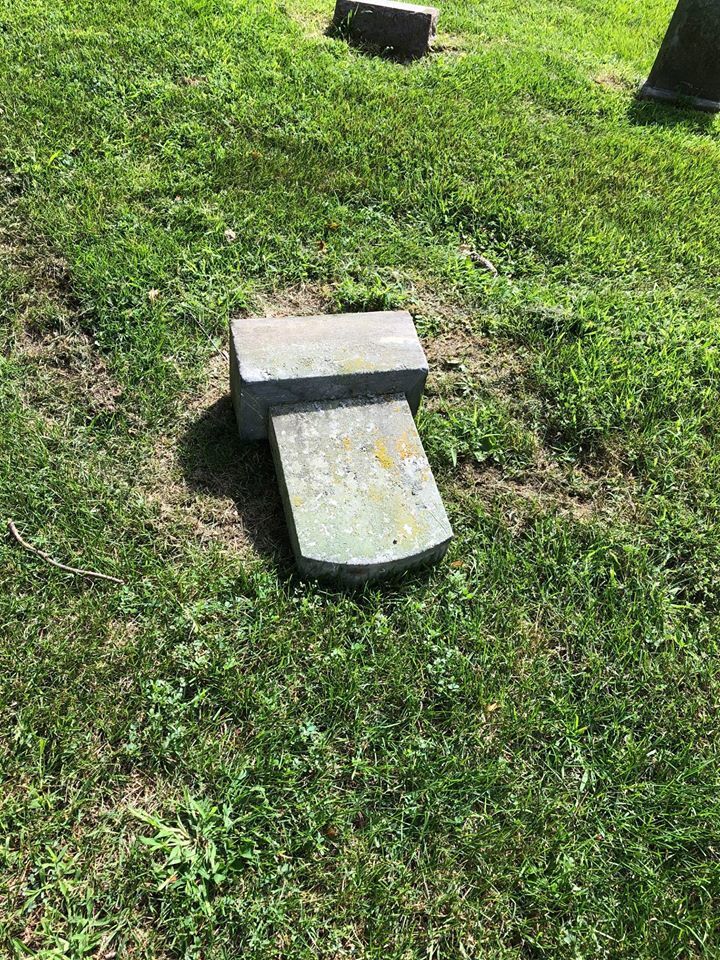 Headstones toppled, smashed and damaged last night at Mound Cemetery